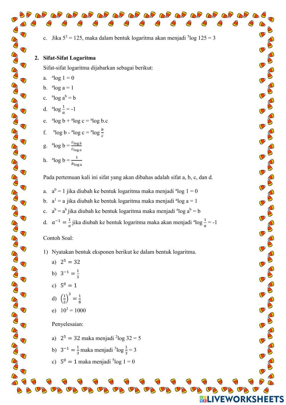 Konsep Logaritma dan Sfat-sifatnya