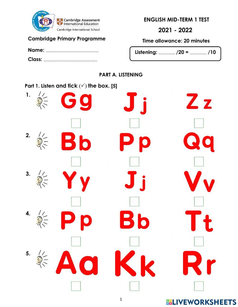 CGES C-Mid-term 1-Listening-2021-2022