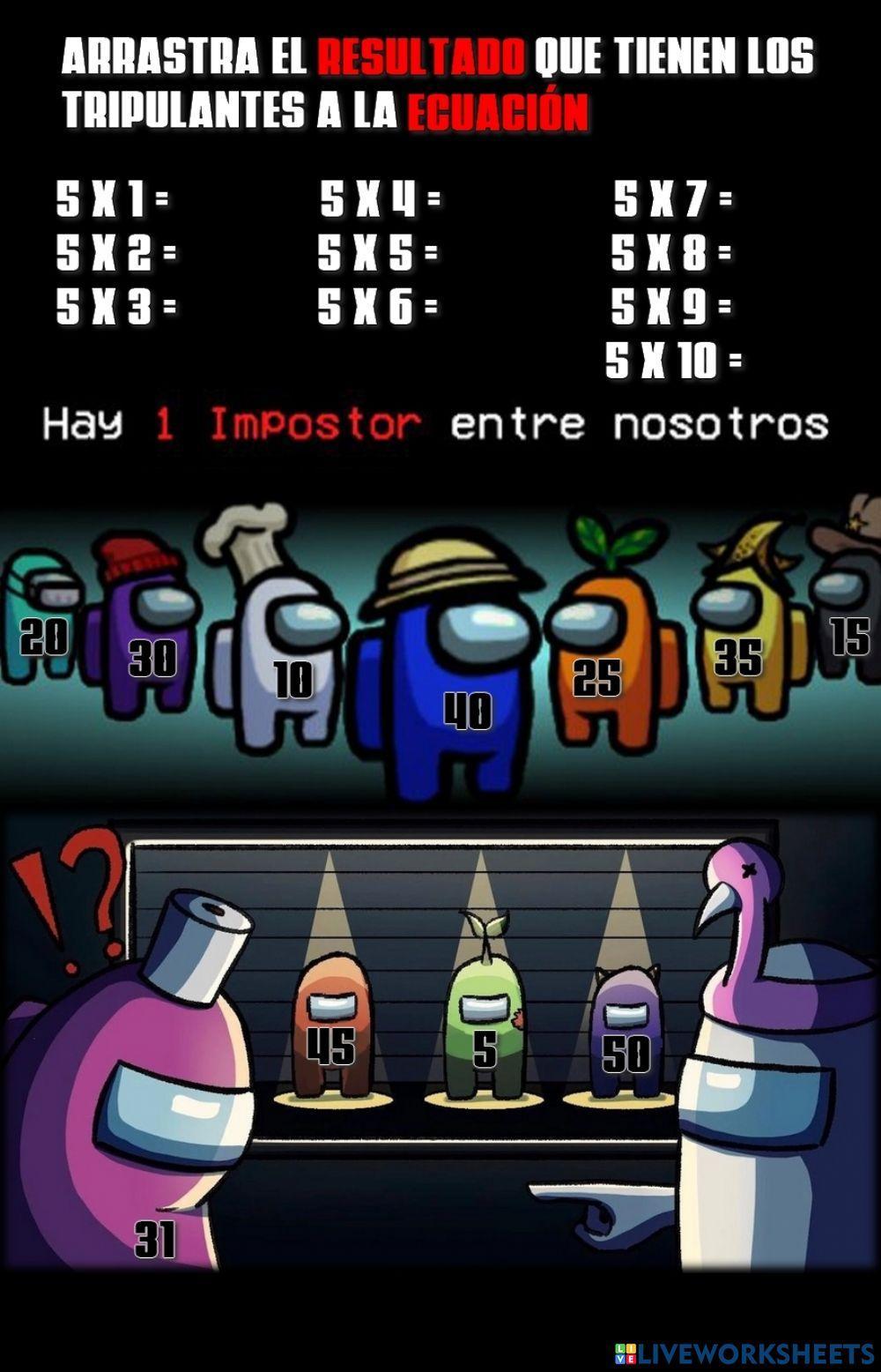 Tabla de multiplicar 5