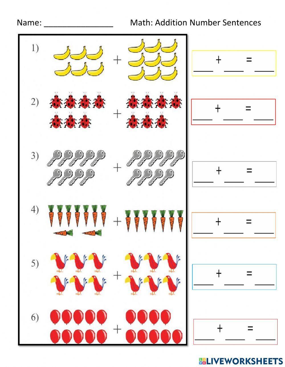 Addition number sentences