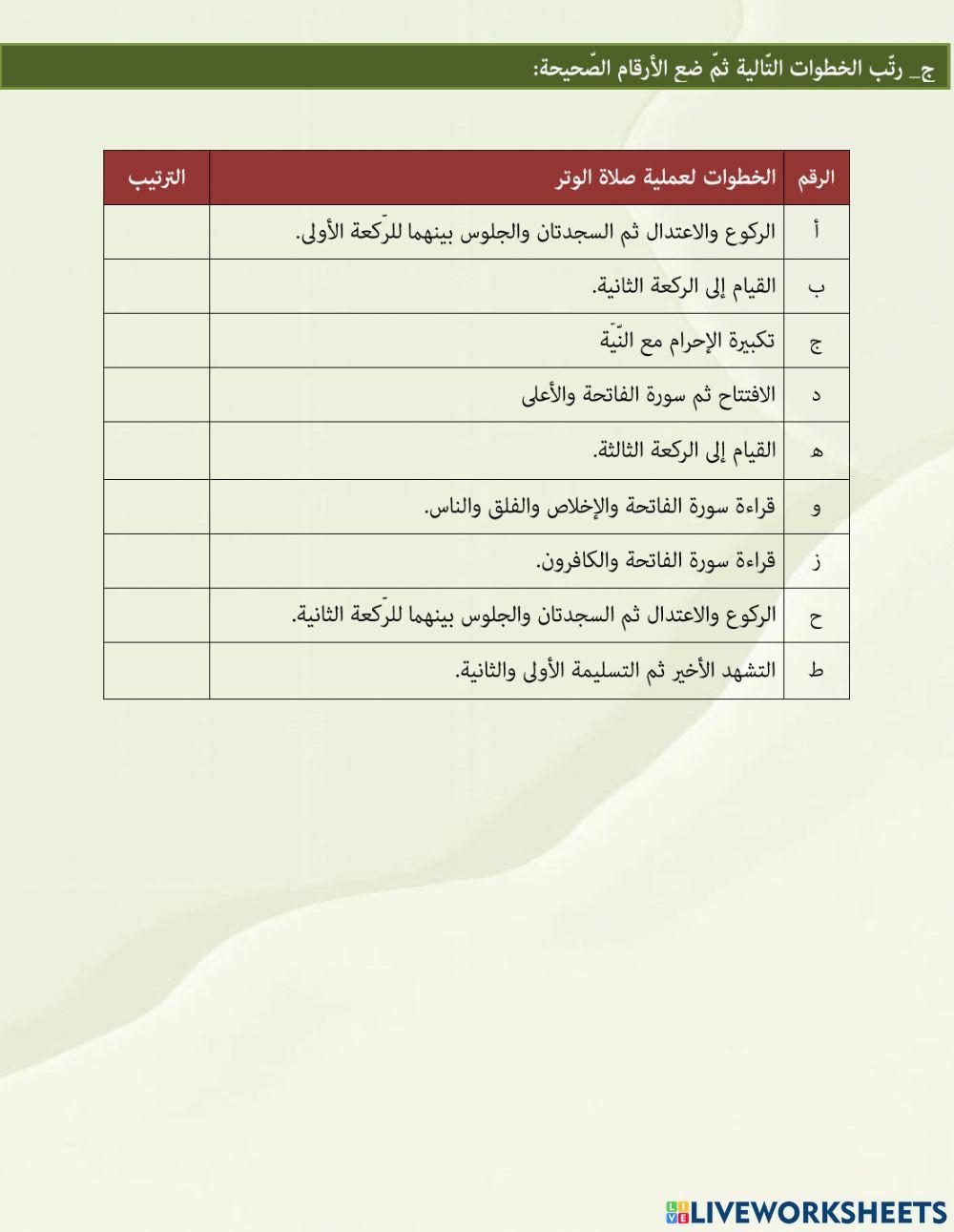 التدريبات صلاة الوتر 