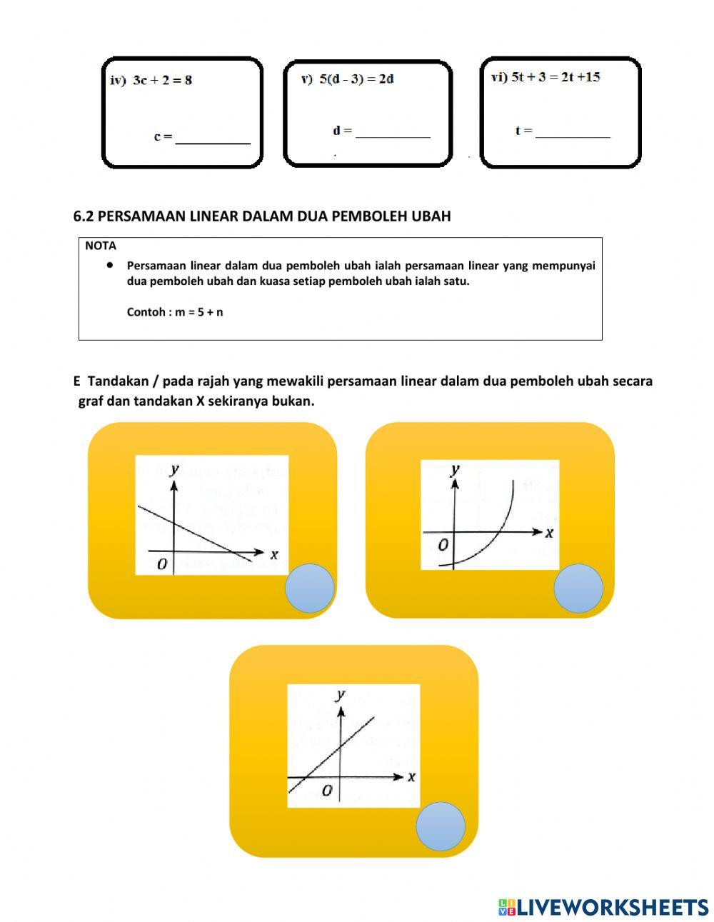 Bab 6 persamaan linear matematik tingkatan 1