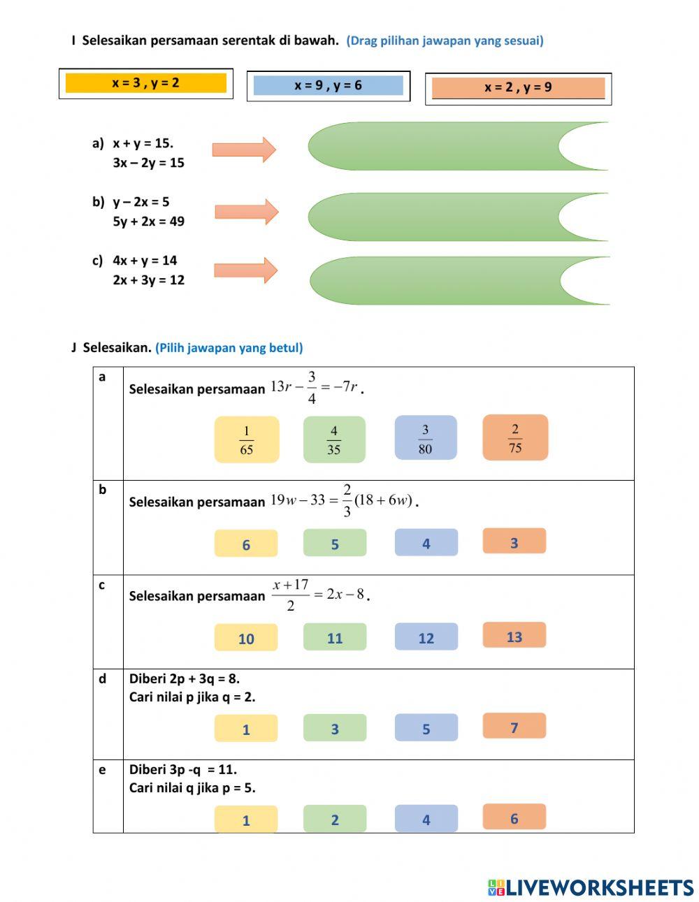 Bab 6 persamaan linear matematik tingkatan 1
