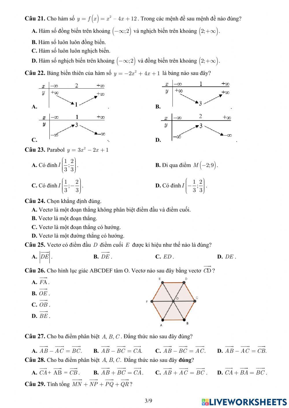 Toán 10 - Kiểm tra GK1 - Đề số 12 -THPT Bảo Thắng-Lào Cai