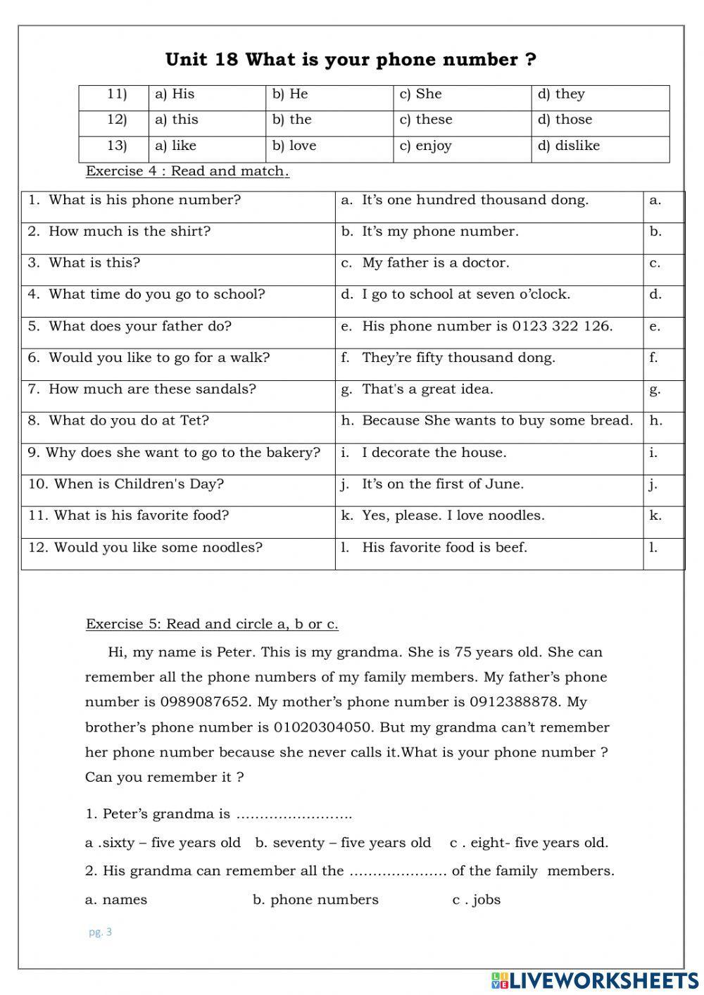 C4 -U18 What 's your phone number?