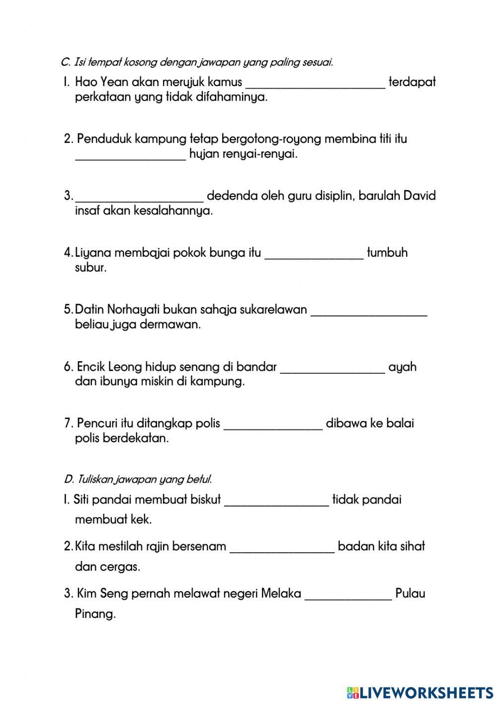 Latihan kata hubung
