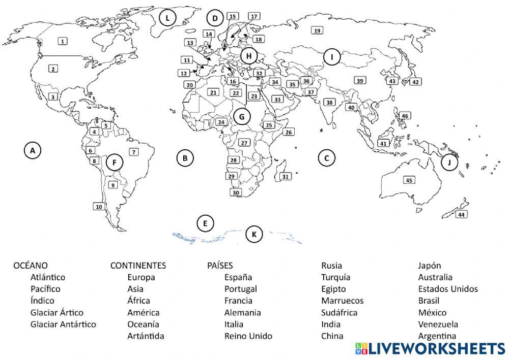 Océanos, continentes y países