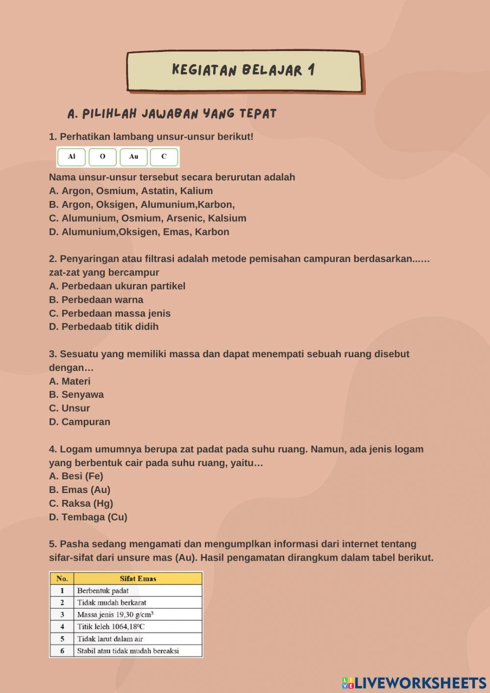 Konsep Campuran dan Zat Tunggal