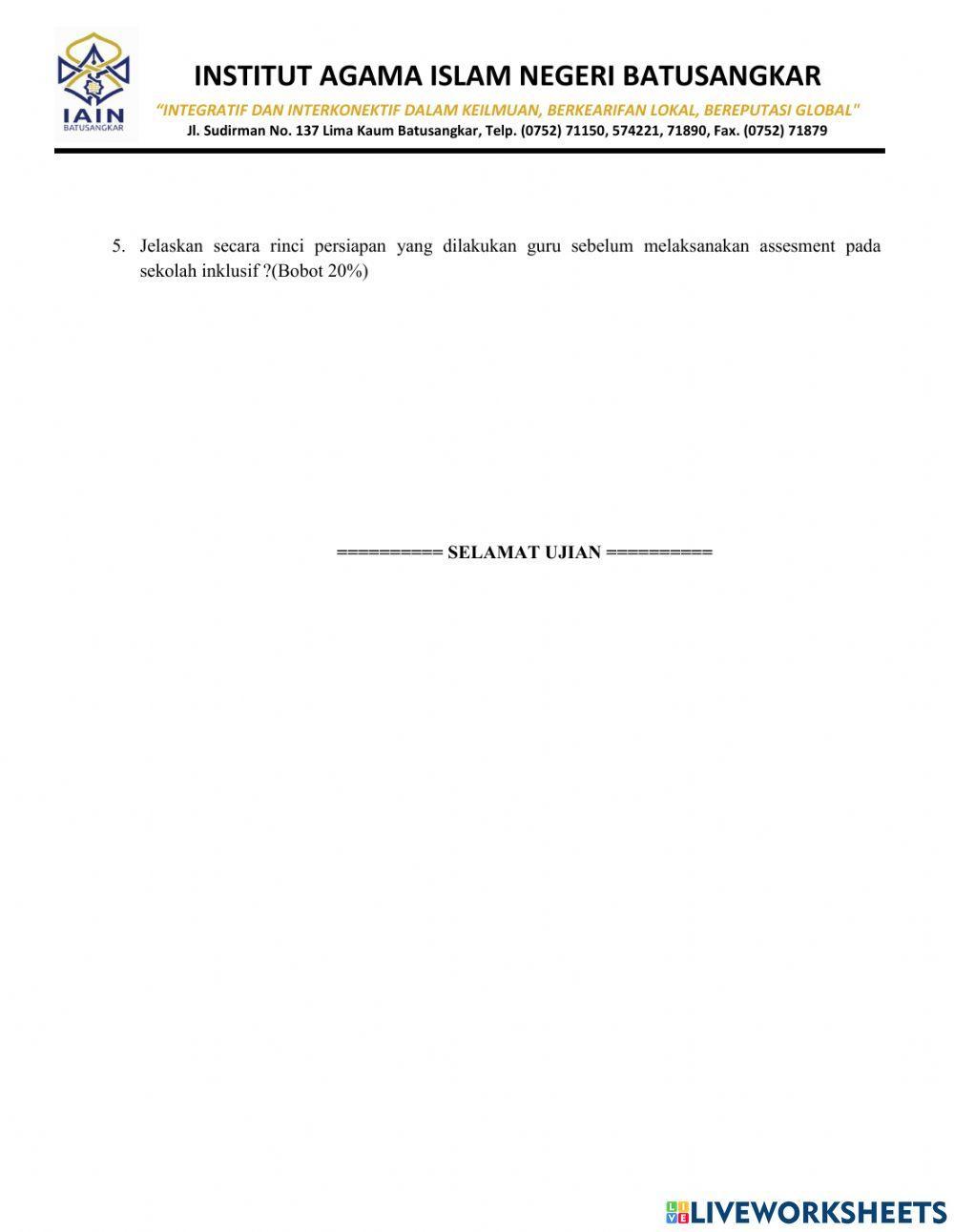 Quiz Pendidikan Inklusi