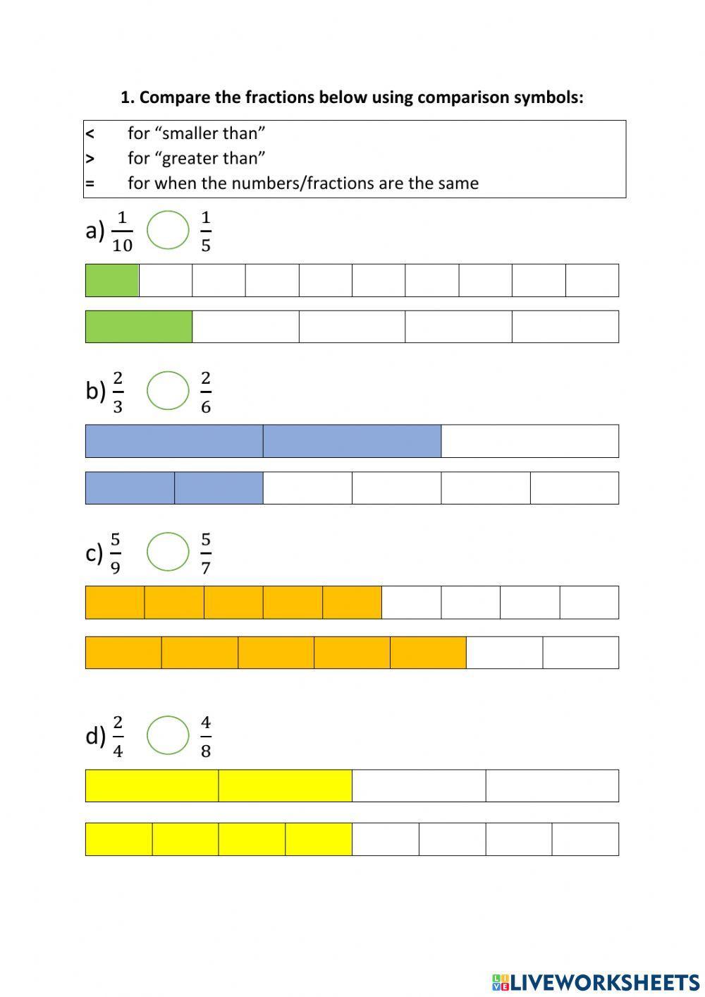 Comparing and Ordering Fractions with Unlike Denominators