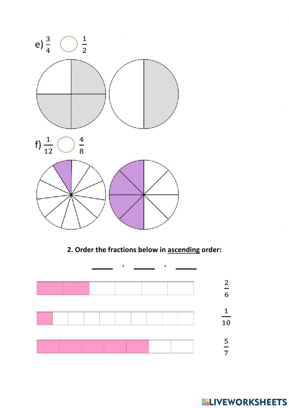 Comparing and Ordering Fractions with Unlike Denominators