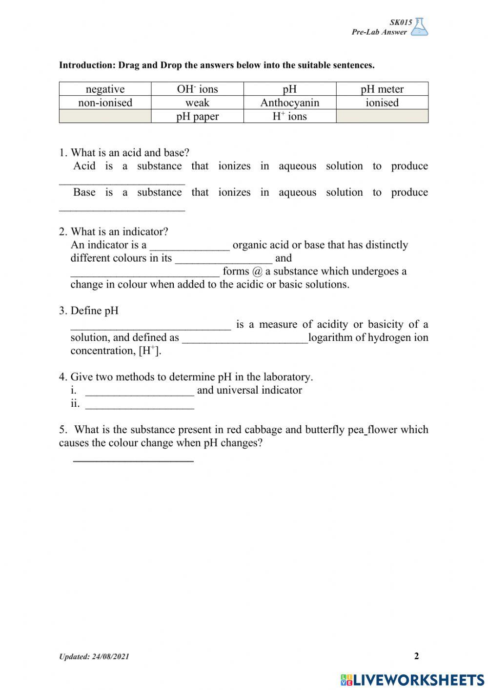 Prelab experiment 6 pH MESUREMENT