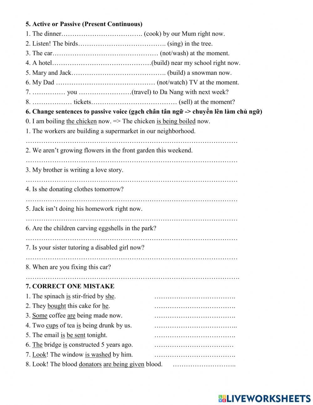 Grade 6- Passive Present Continuous