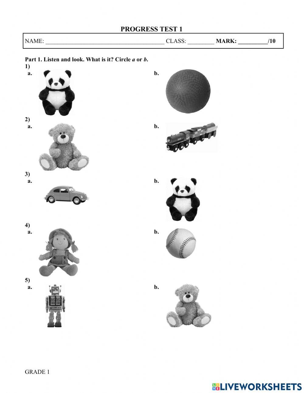 Progress Test Grade 1 Term 1