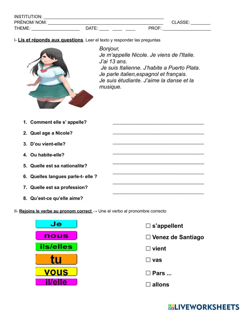 1596019 | Présenter quelqu'un | JeanSt | LiveWorksheets