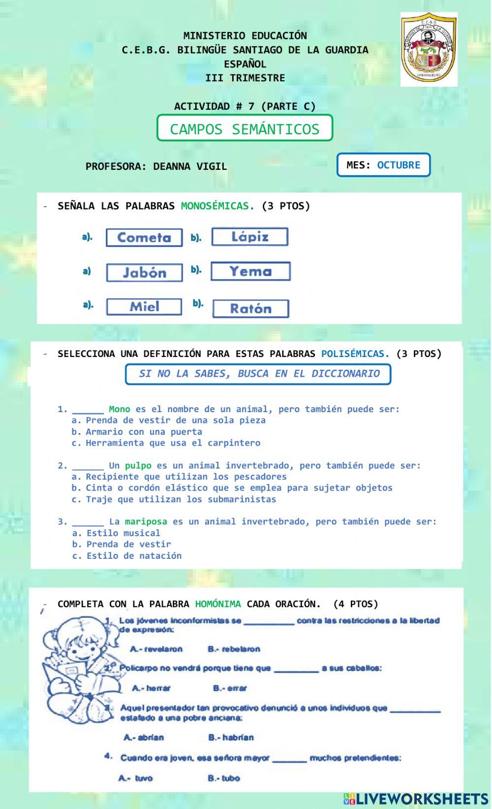 Palabras monosémicas-polisémicas-homónimas