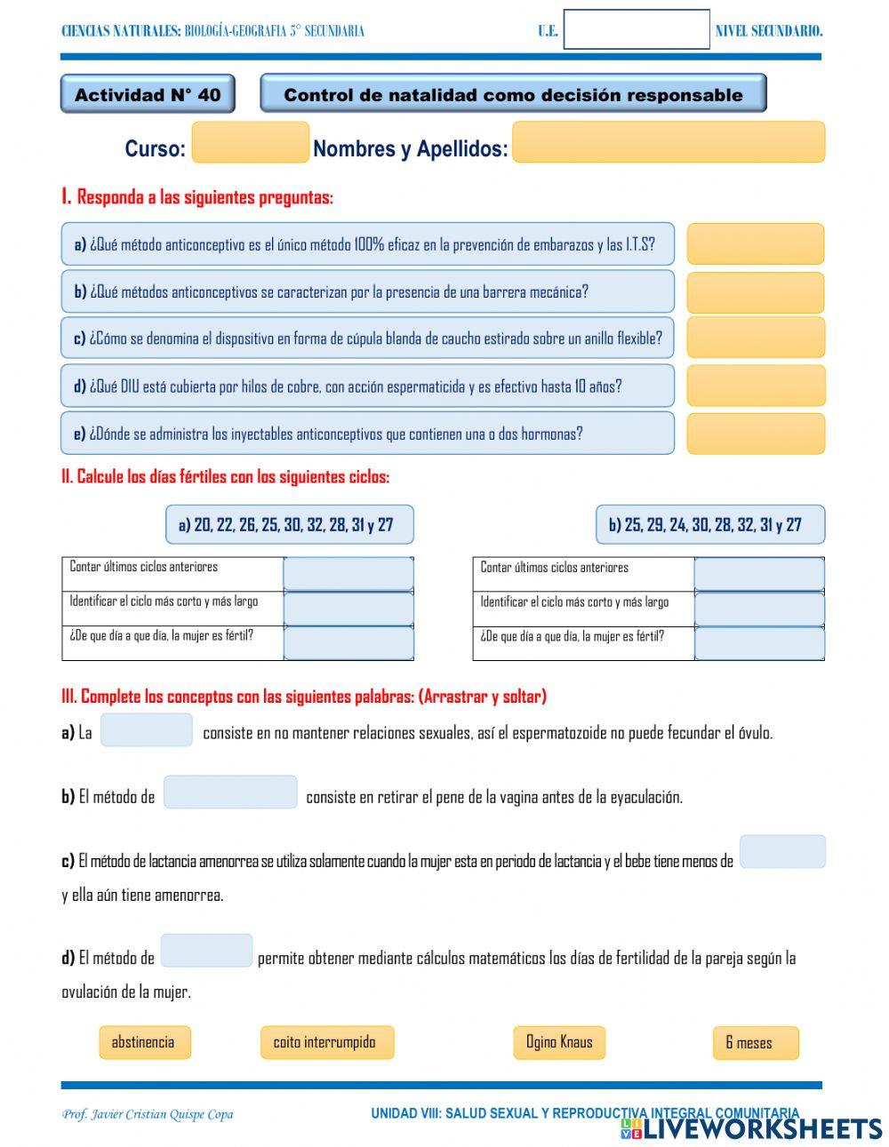 40. Control de la natalidad I y II