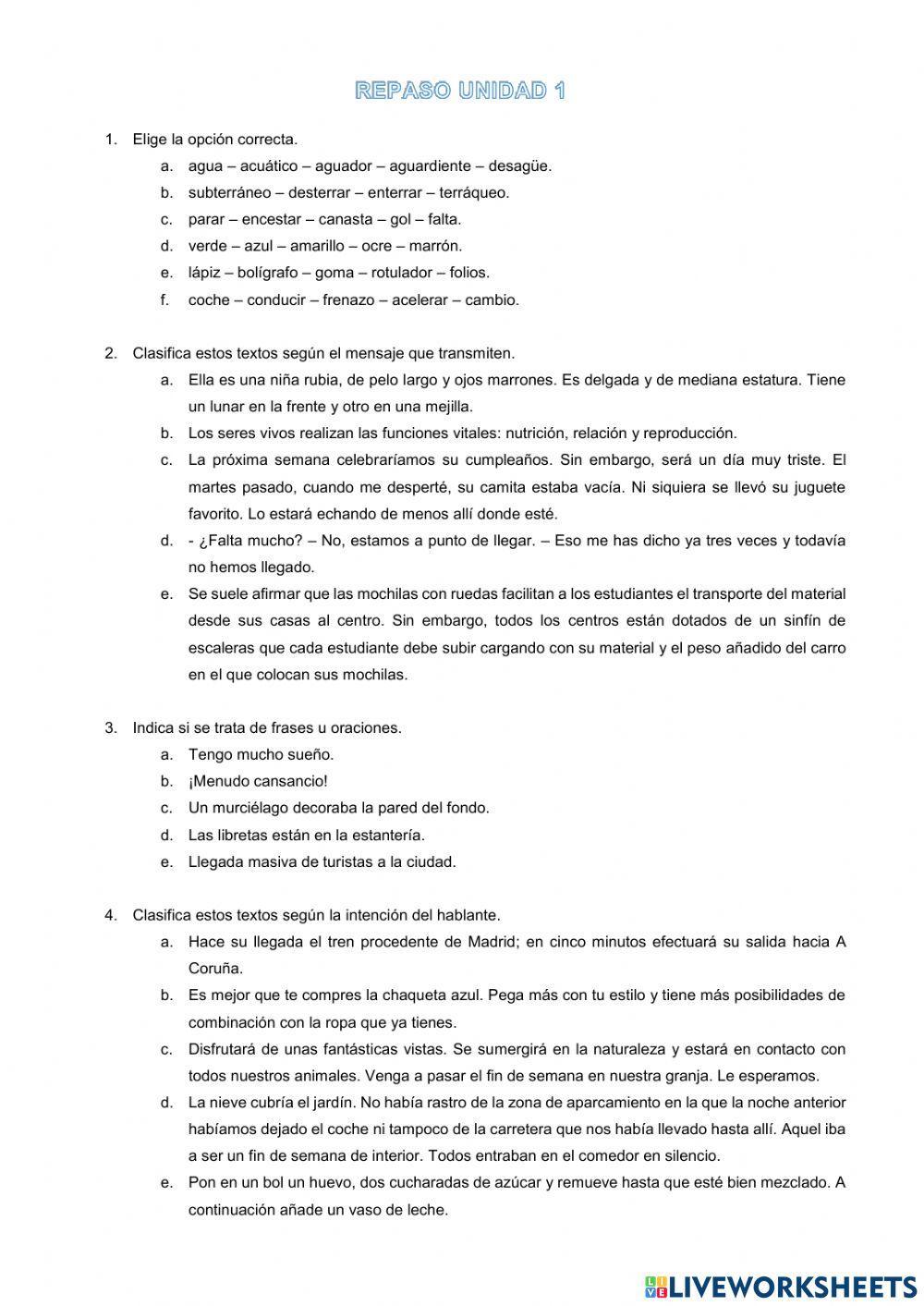 Repaso unidad 1