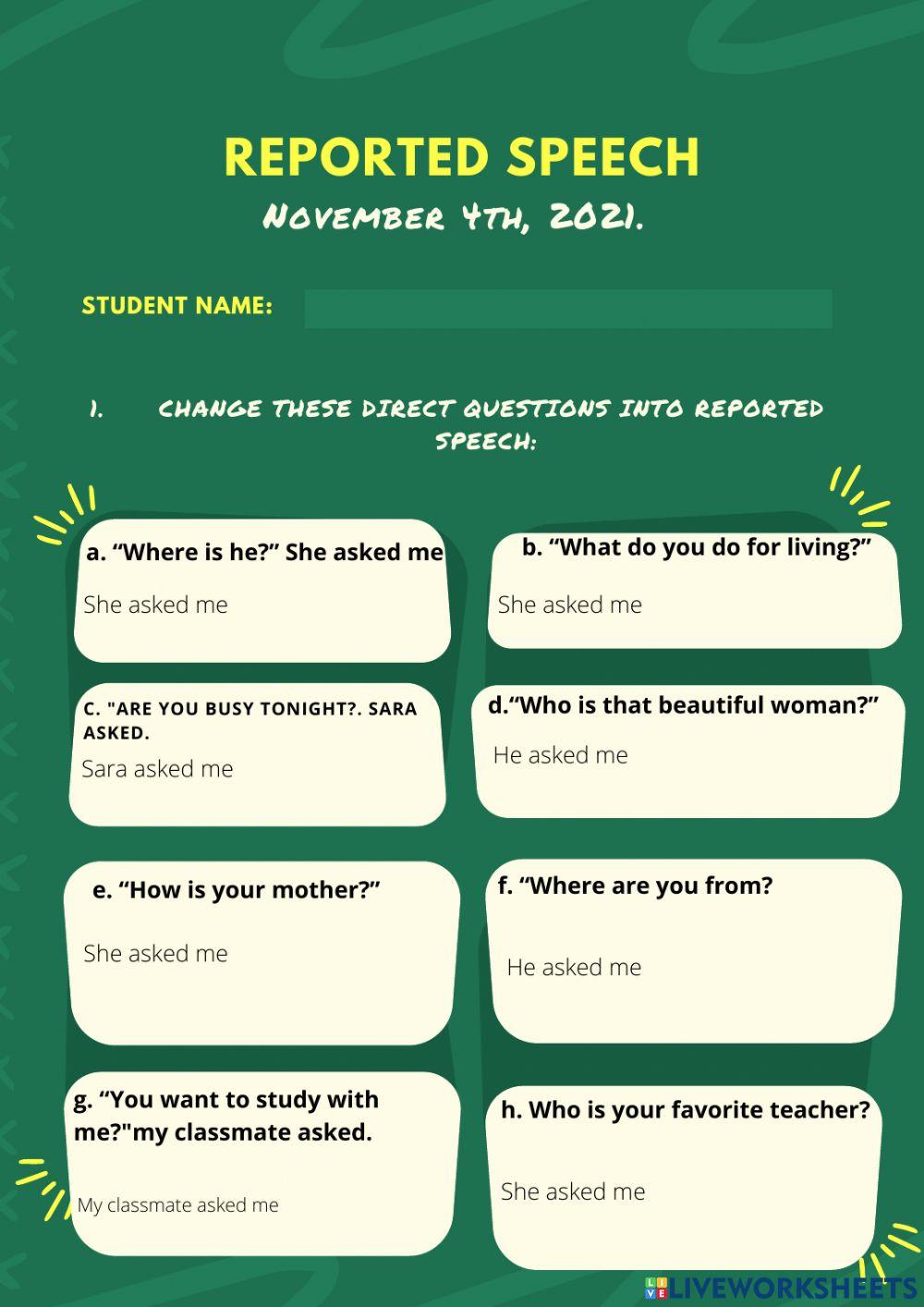 Reported speech- Jueves