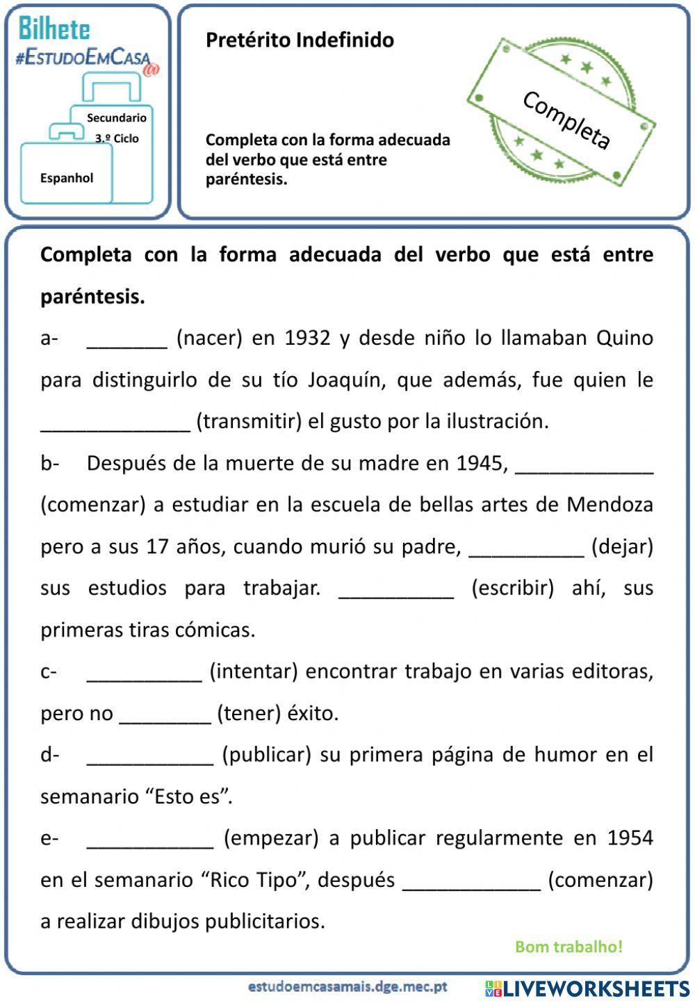 Pretérito Indefinido