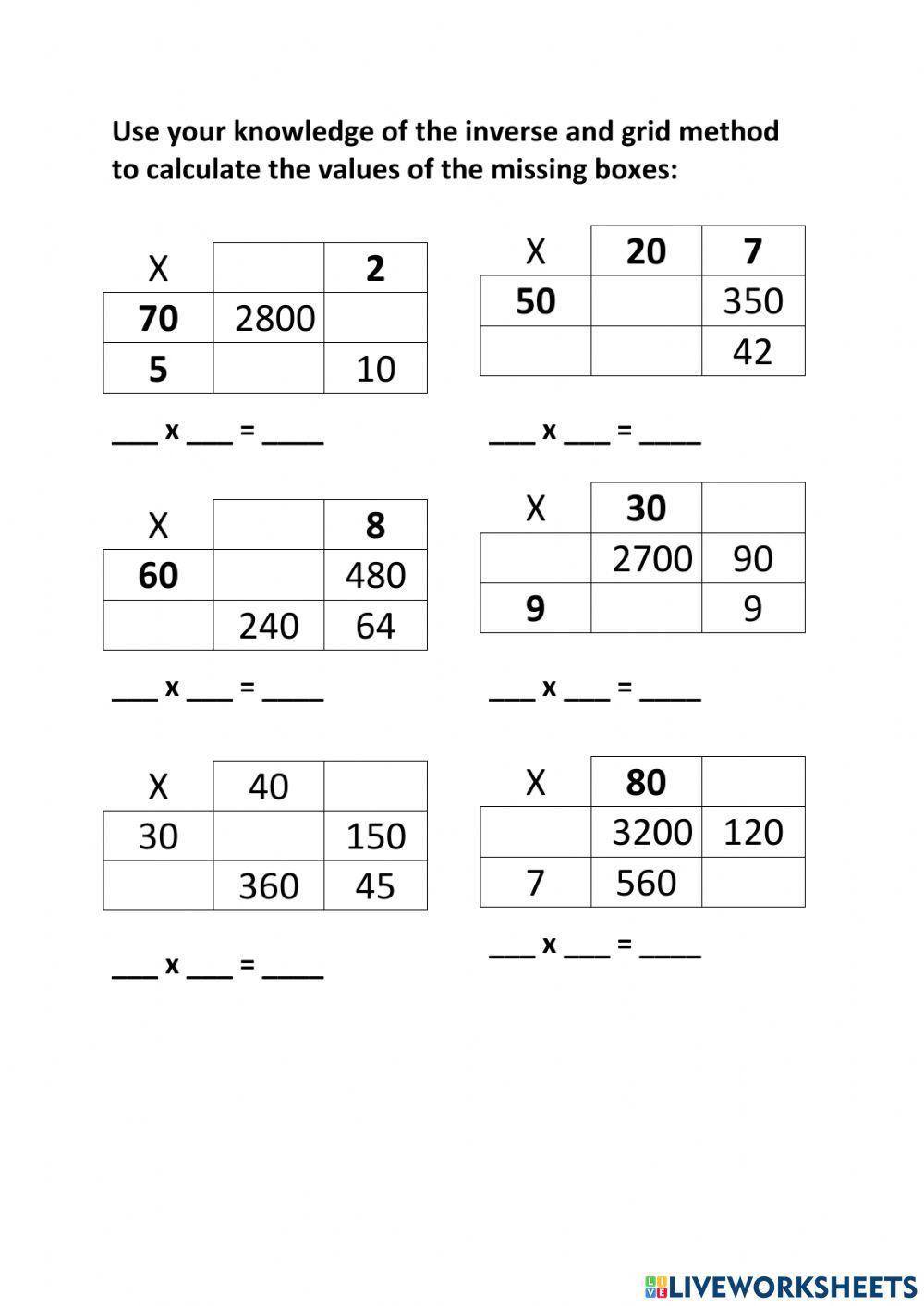 Missing number - grid method