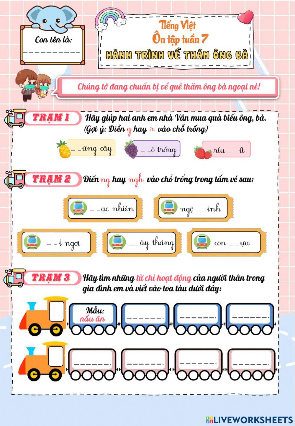 Phiếu ôn tập - Tuần 7 - TV