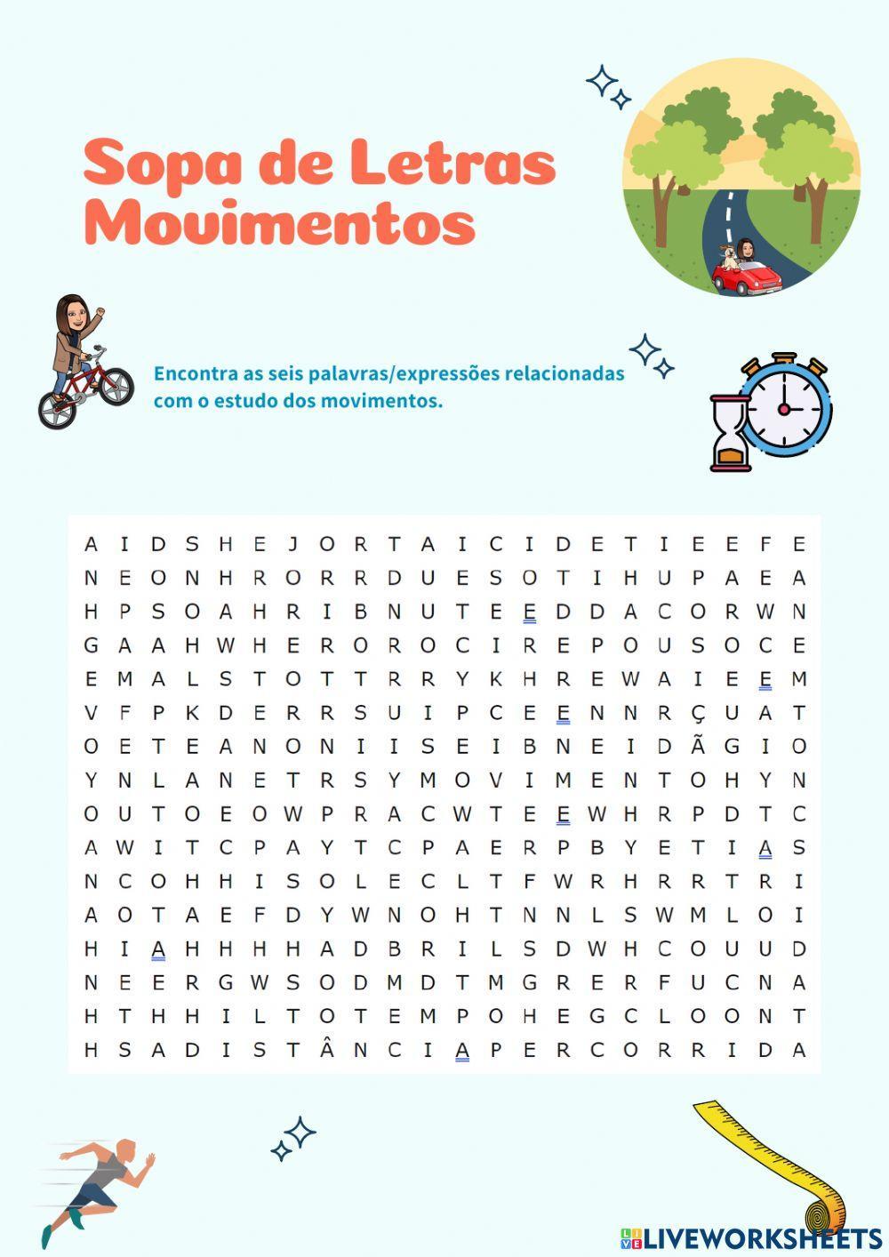 Sopa de Letras de Movimento