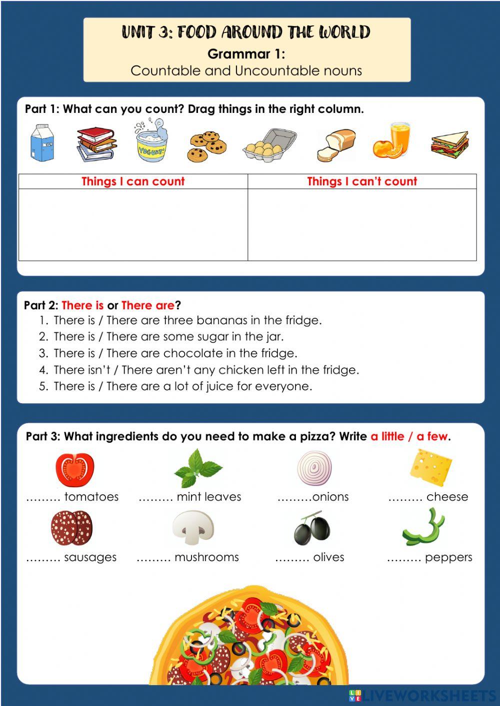GS4 - Unit 3 - Grammar 1: Countable - Uncountable nouns