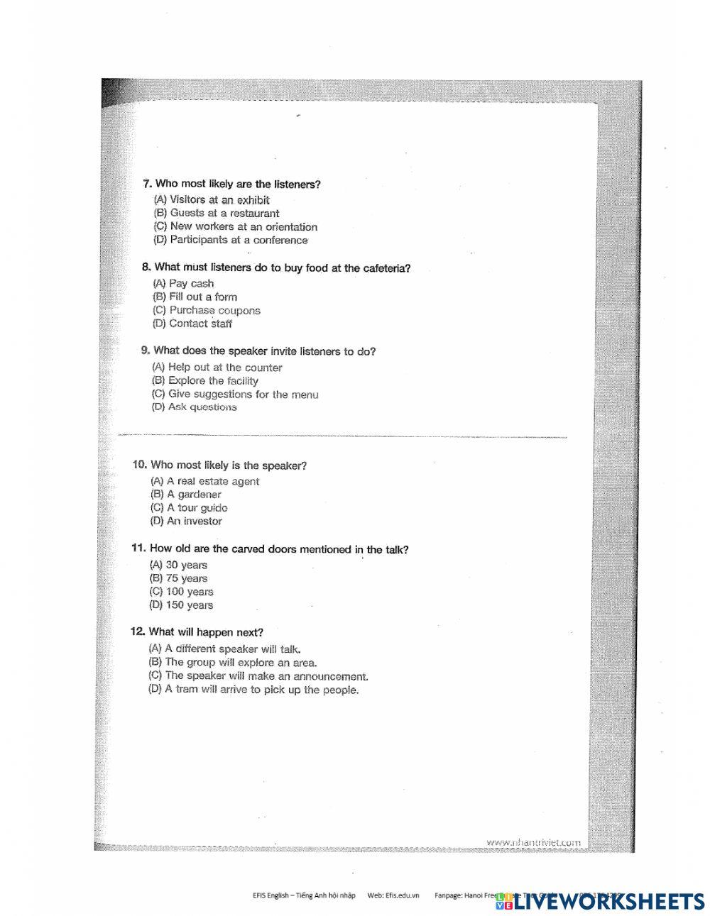 Listening TOEIC 2 review test