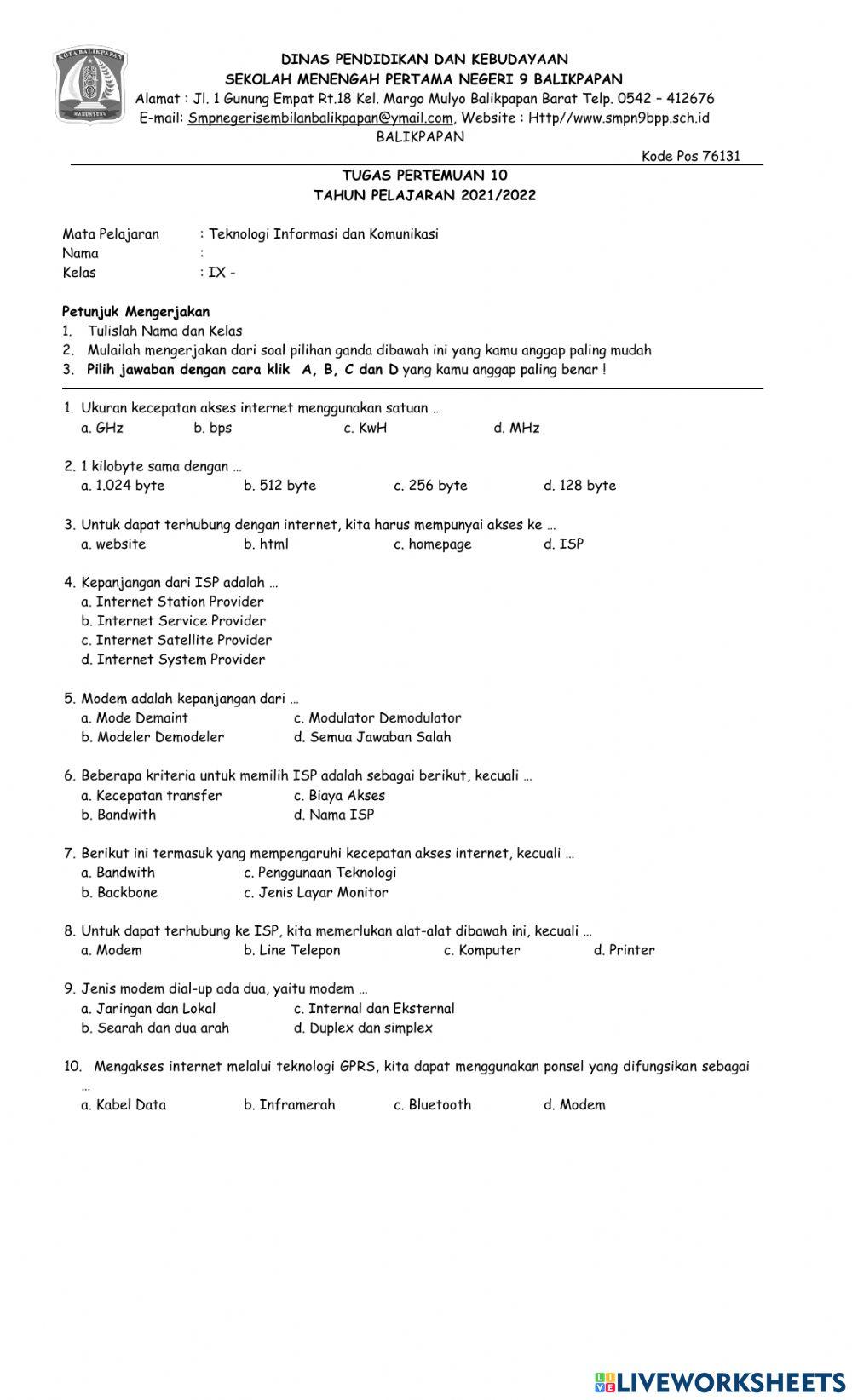 Tugas btik kelas ix, Jum'at 5 nopember'21 - pertemuan10