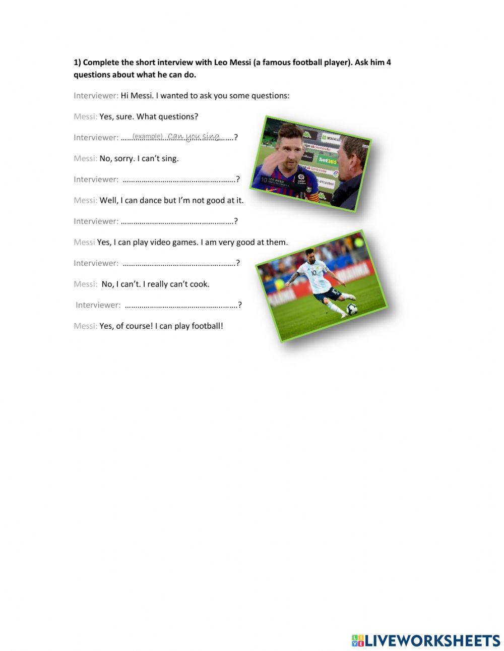 Questions with can. Interview with Messi