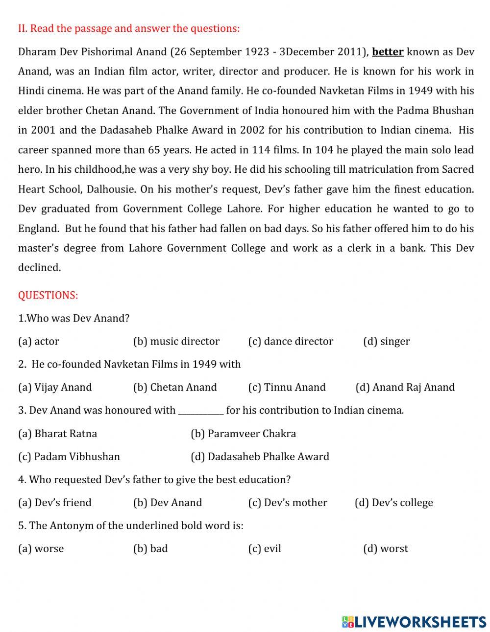 English Comprehension