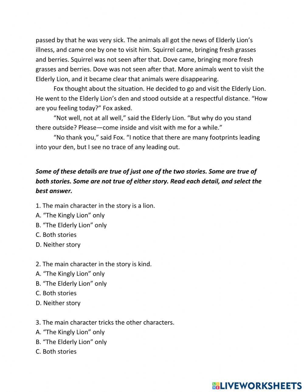 Comparing and Contrasting Exercise