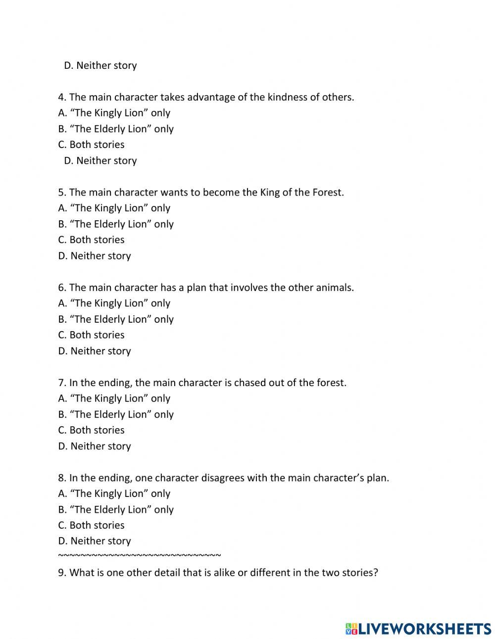 Comparing and Contrasting Exercise