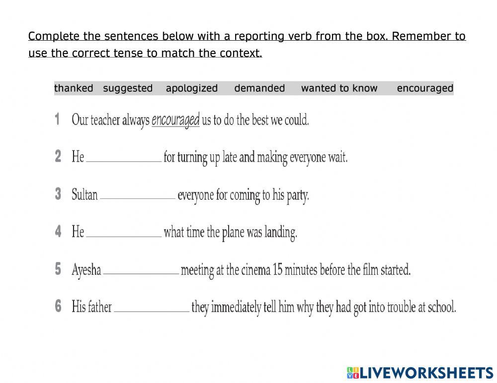 Indirect speech verbs