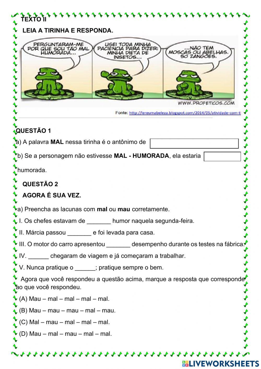 Avaliação de português