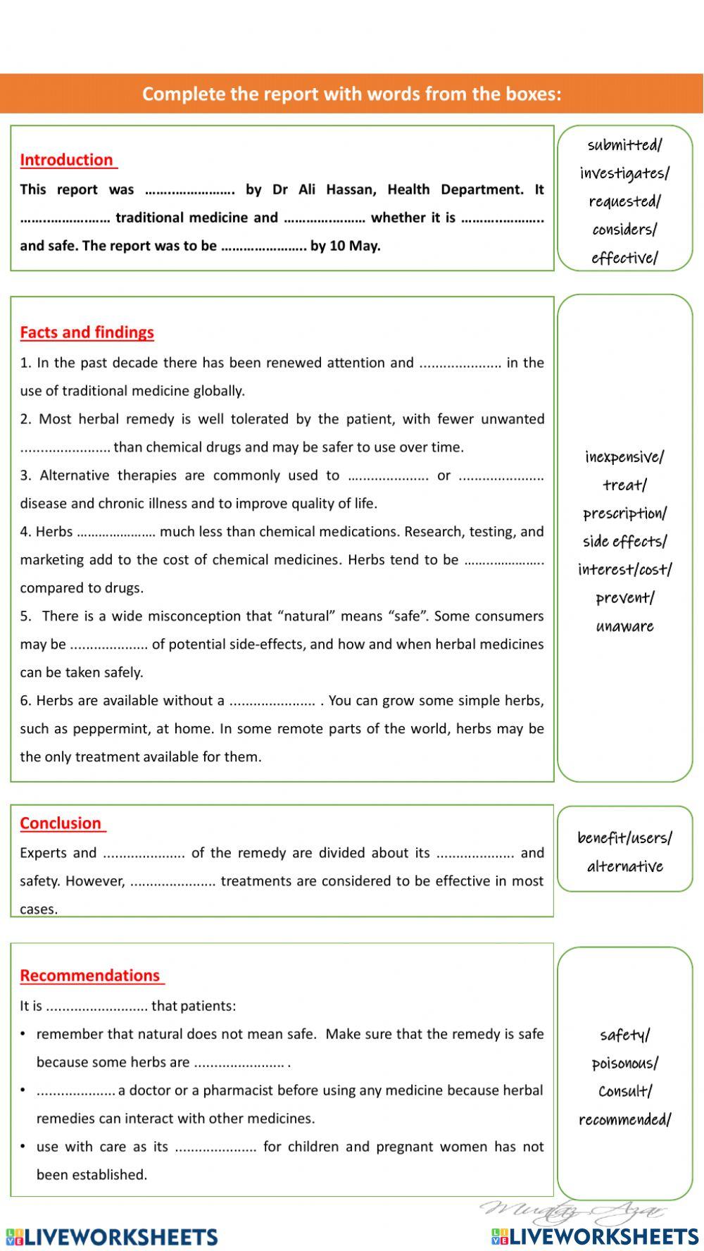 Writing a report Writing a report