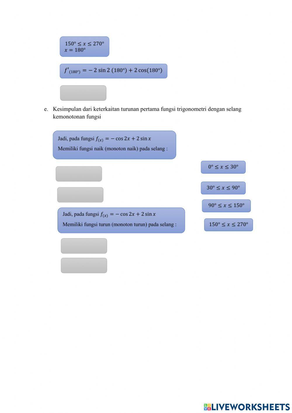 Selang Kemonotonan Turunan Fungsi Trigonometri