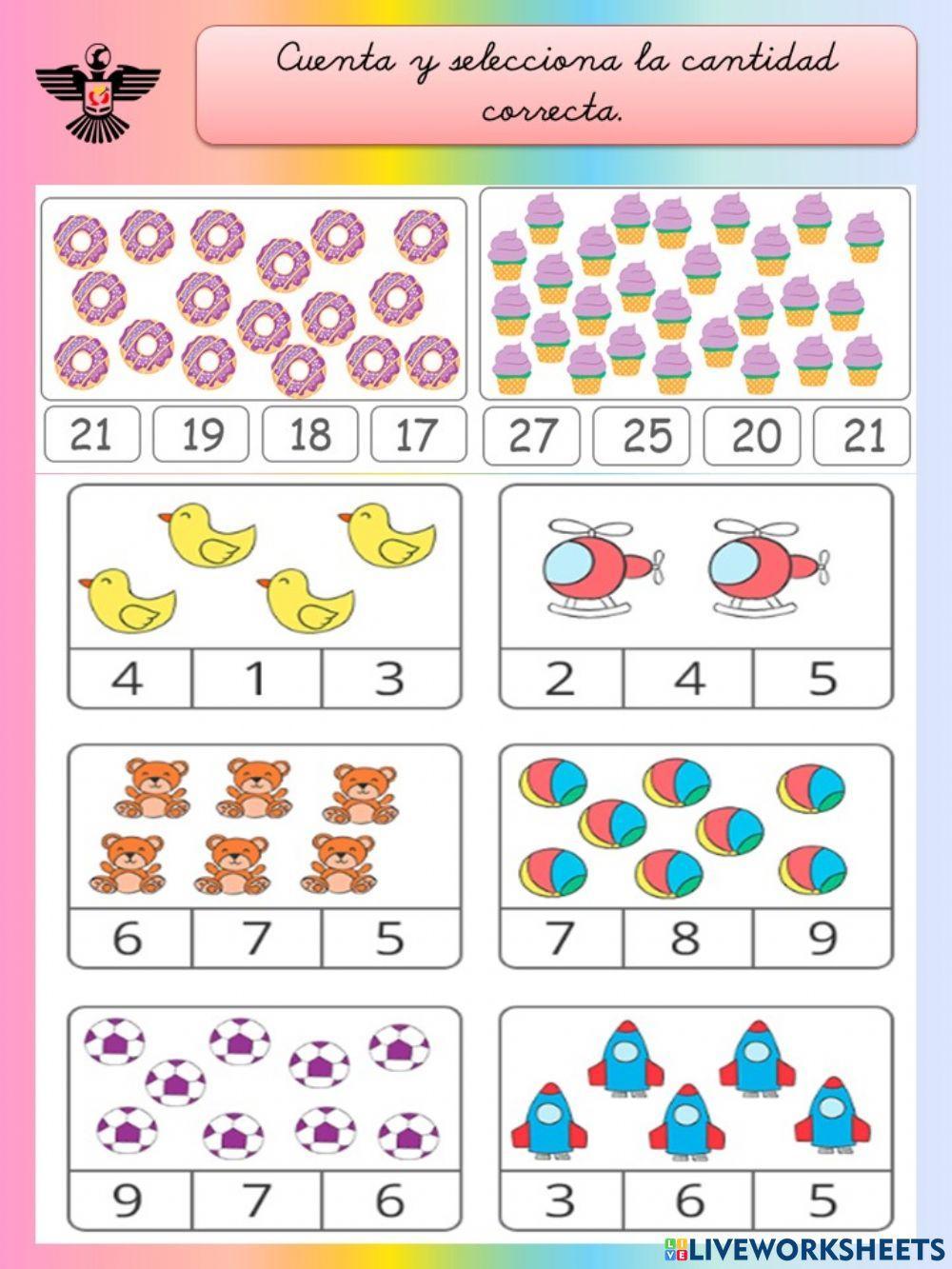 Cuenta y selecciona la cantidad correcta.