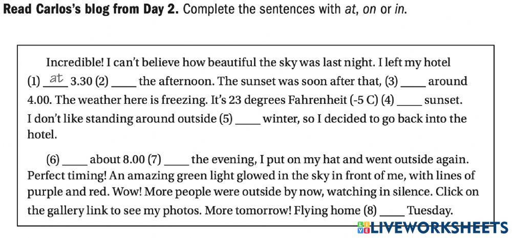 Prepositions of time