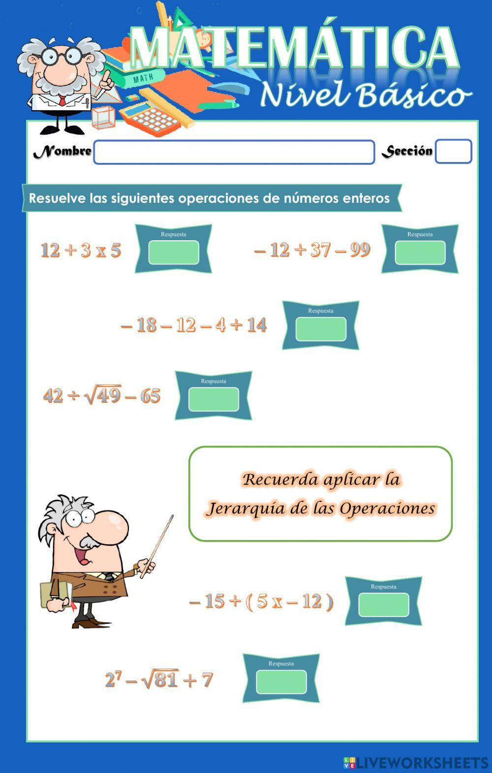 Operaciones Combinadas con Números Enteros