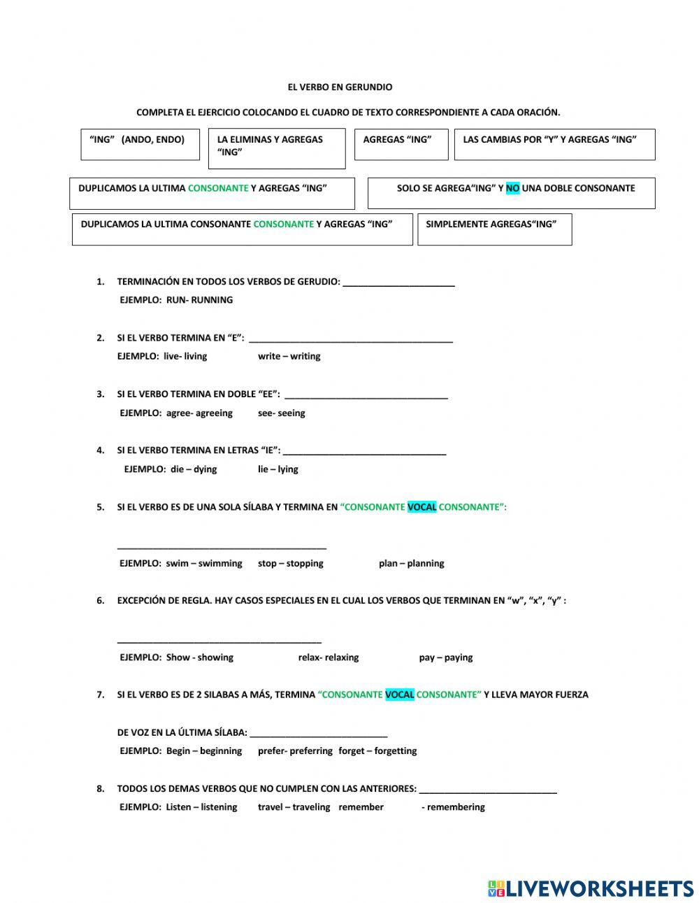 Pasado Continuo Arrastra y Pega