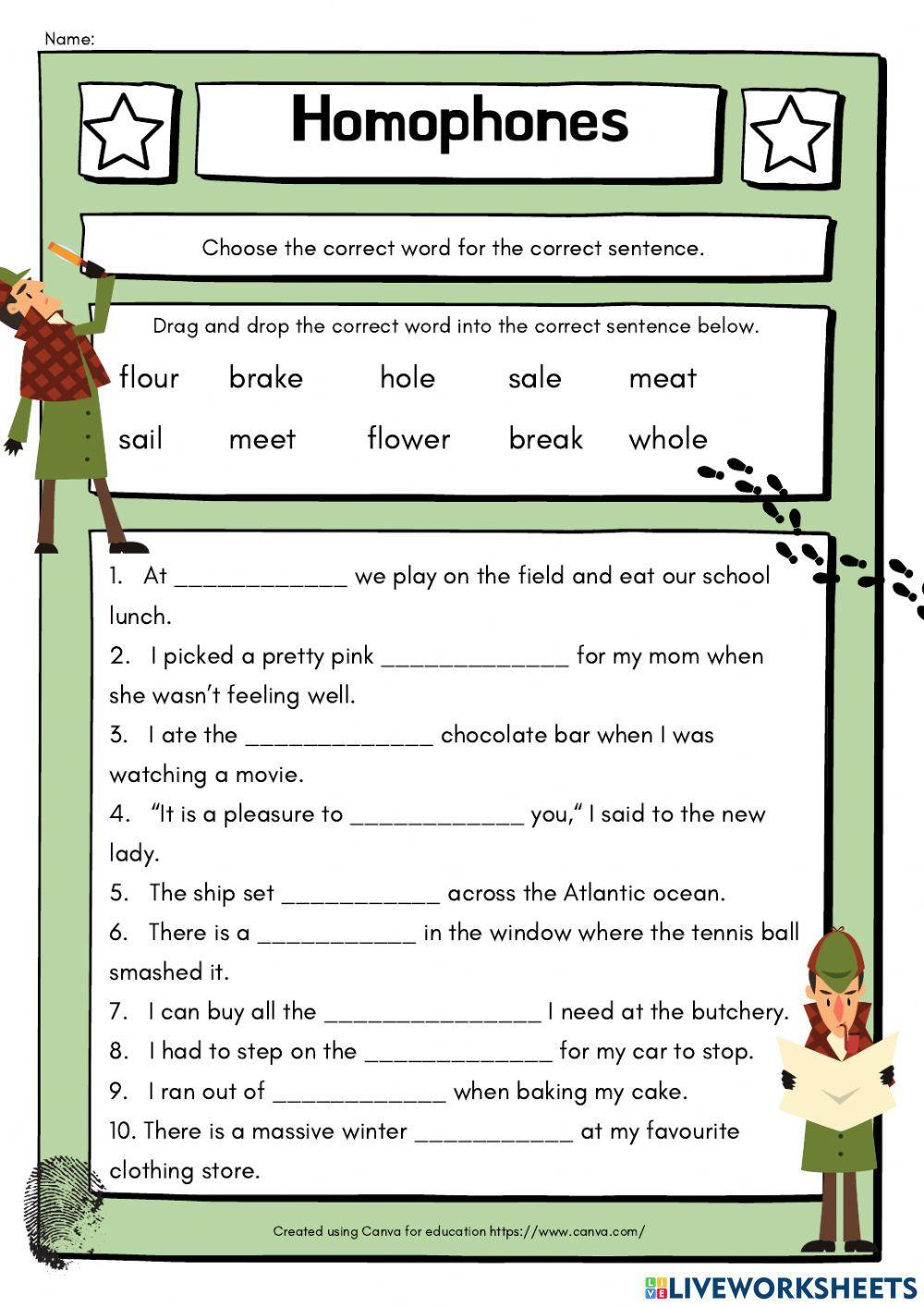 1597980 Homophones Melissa Pinto LiveWorksheets