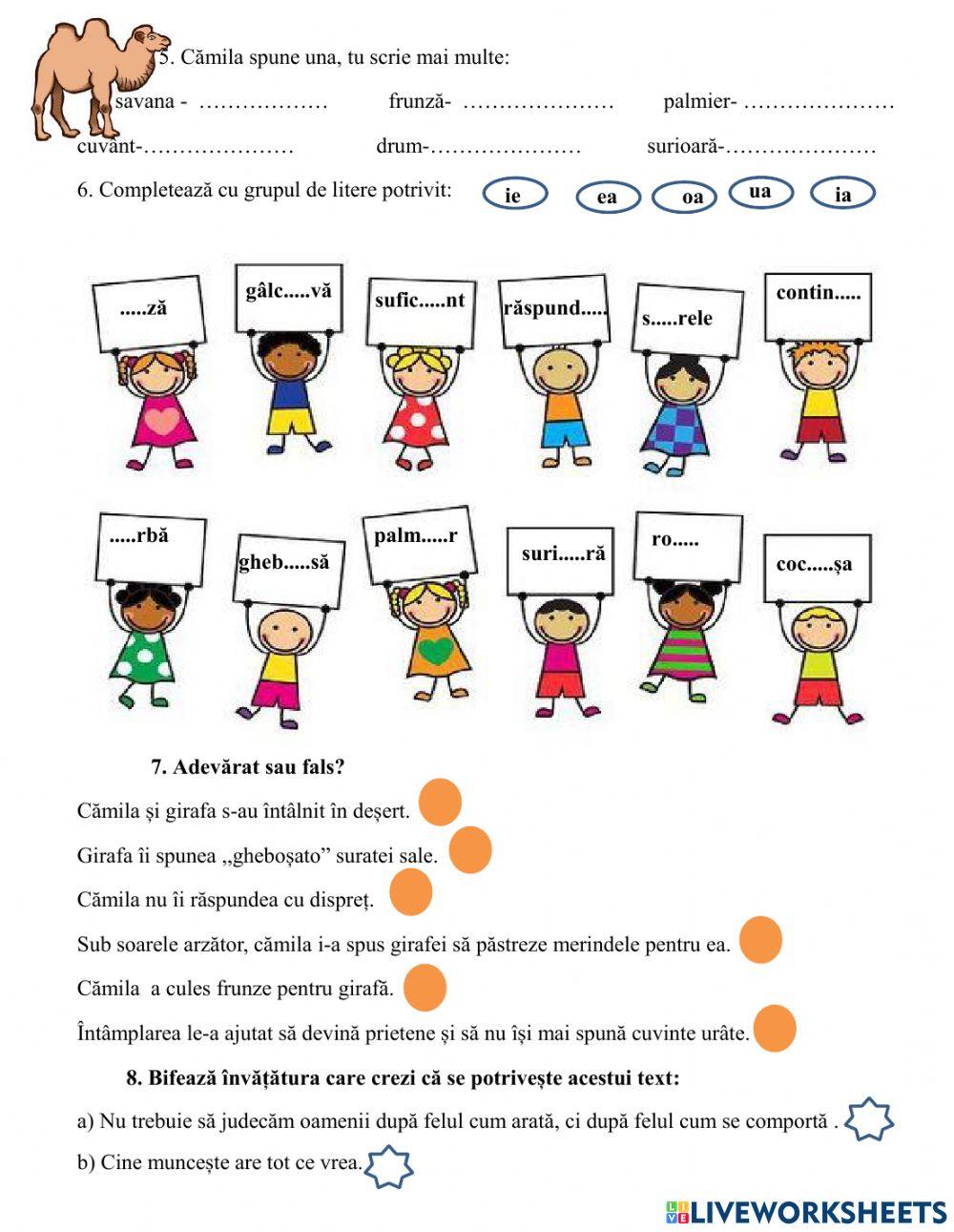 Exerciții de scriere corectă