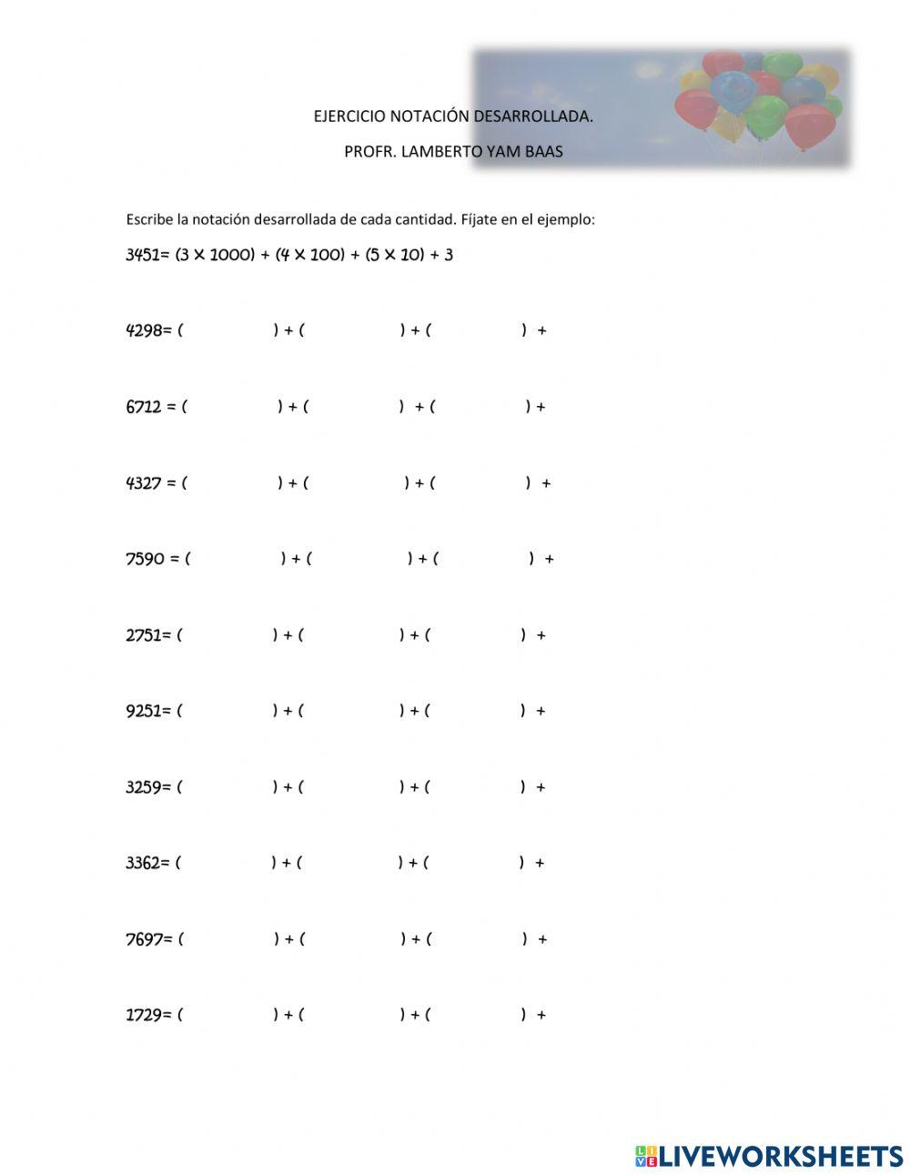 Notación desarrollada