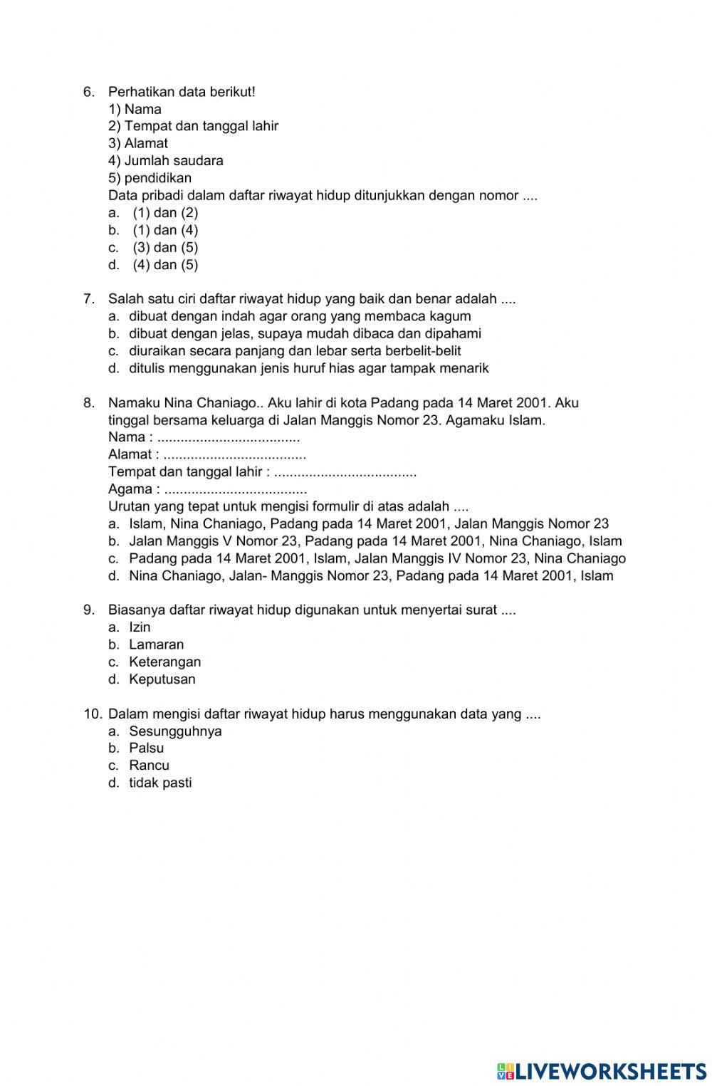 Evaluasi Tema 5 Sub 3 Bahasa Indoensia
