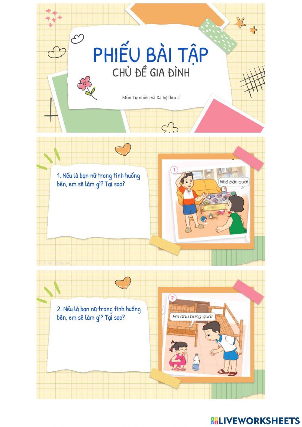 Bài tập tình huống chủ đề gia đình