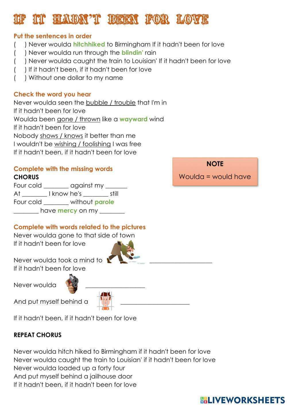 If it hadn-t been for love - Adele (third Conditional)