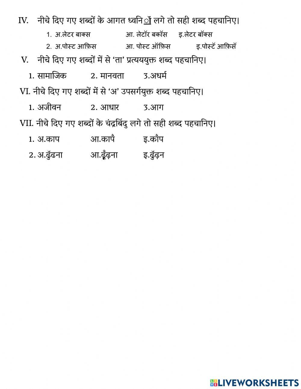 कक्षा-6 पाठ-5 बातूनी-व्याकरणिक कार्य- कार्य पत्रिका