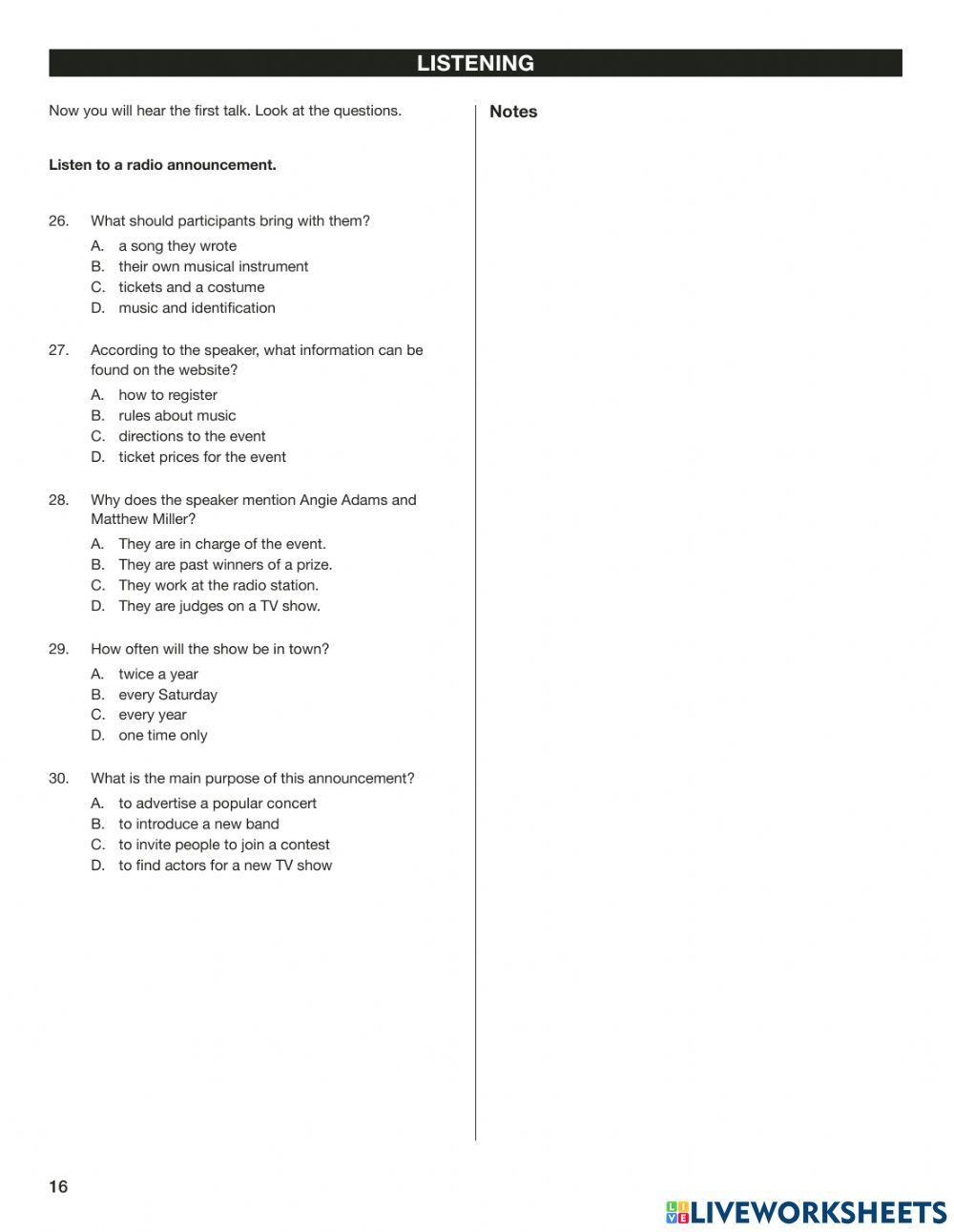 Practice test 004 listening part2